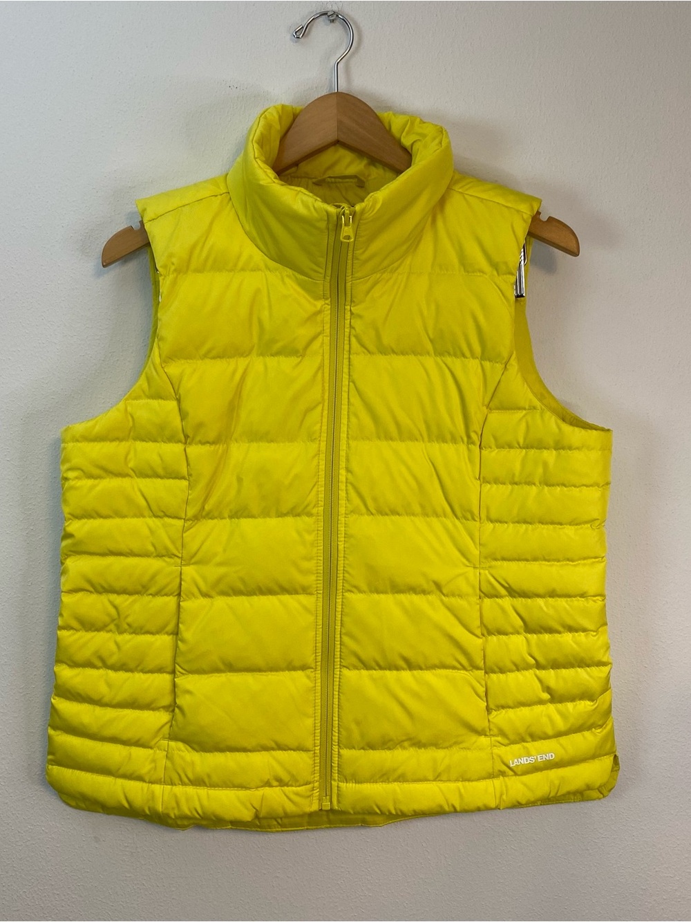 Lands End 600 Fill Down Yellow Full Zip Puffer Vest NWT‎ Womens Medium